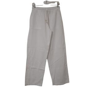 M&B Women's White XL Linen Blend Cotton Pants Drawstring Pockets Made in Peru